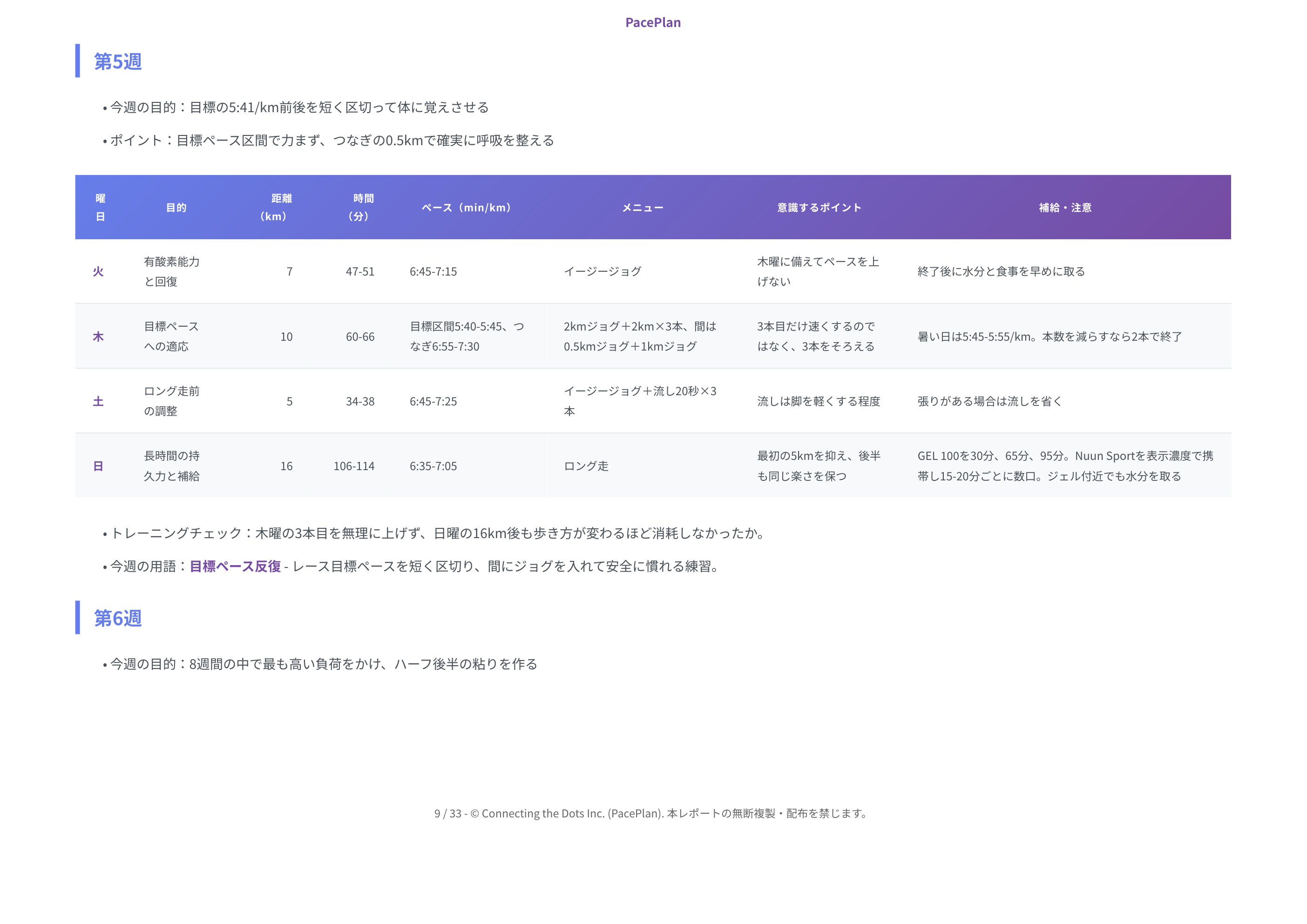 自己ベスト更新向けレポート見本